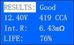 Battery Tester / Analyser- Battery Results